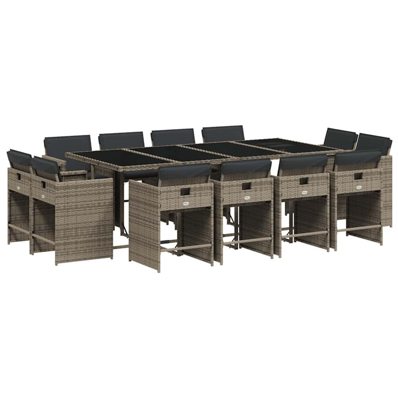 Patio Dining Set with, Grey, Grey, 73cm H x 220cm W x 106cm D