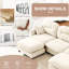 Canapé modulaire en chenille douce avec courbe ergonomique, mousse haute, épissage diversifié, beige pour les chambres à coucher et les espaces de vie Chenille modulaire en L en forme de nuage, conception de siège, plissé multiple