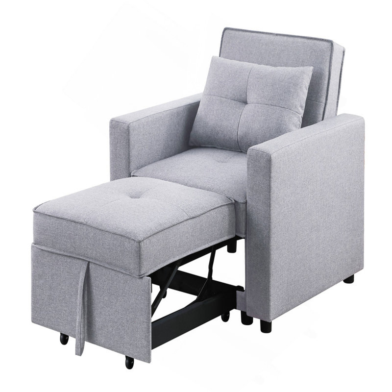 Fauteuil convertible en lin gris clair 33,25 po Zaira