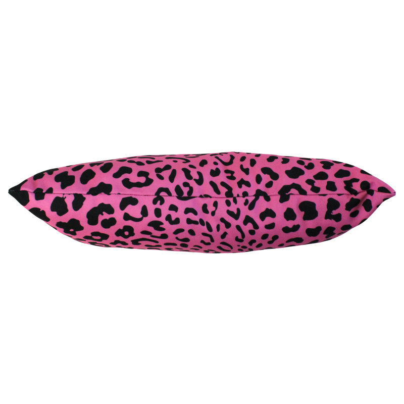 Pink Leopard Print Polyester Decorative Pillow, 16x6 Inch