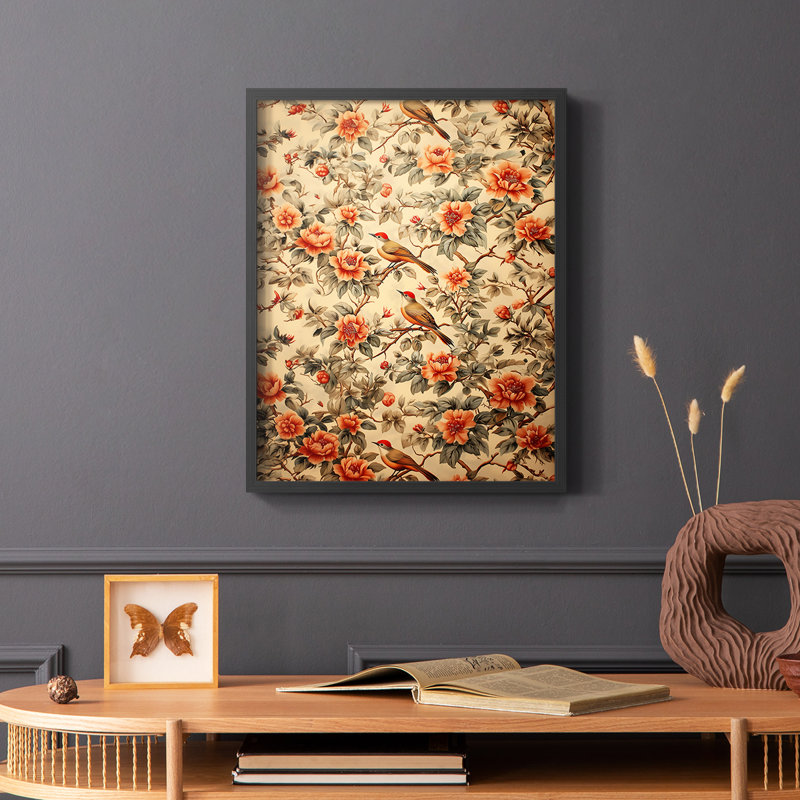 WM MORRIS Series CCXLIV  -Premium Framed Print -Ready to Hang - No Nails Required, Black, 15" H x 12" W