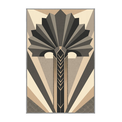 Tapis gris moelleux doux à motif géométrique en forme de palmier Temaraia