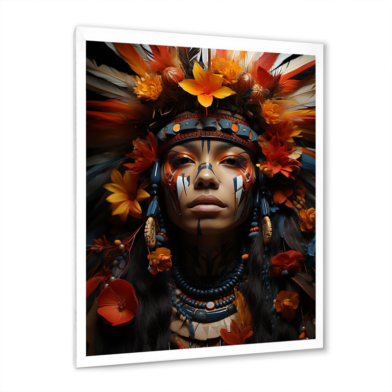 Yance orange amérindien Yance Essence IV, Cadre photo blanc, H 44 po x l 34 po x P 1,5 po