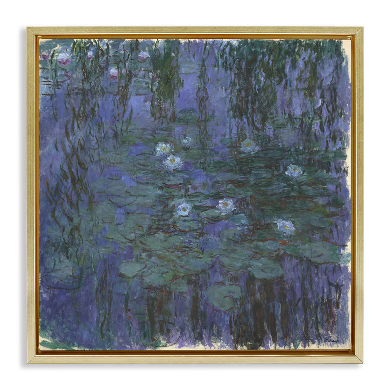 Art mural classique sur toile flottante, "Monet", Cadre flottant métallique doré, H 18 po x l 18 po