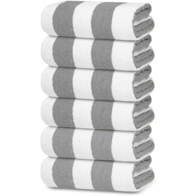 Beach Towels (Stripe) 6 Pack (Size 30X60) Inches Oversized, 100% Ring Spun Cotton, Highly Absorbent Large Pool Towels, Super Soft And Quick Drying, Sw -  Kazoo, C632