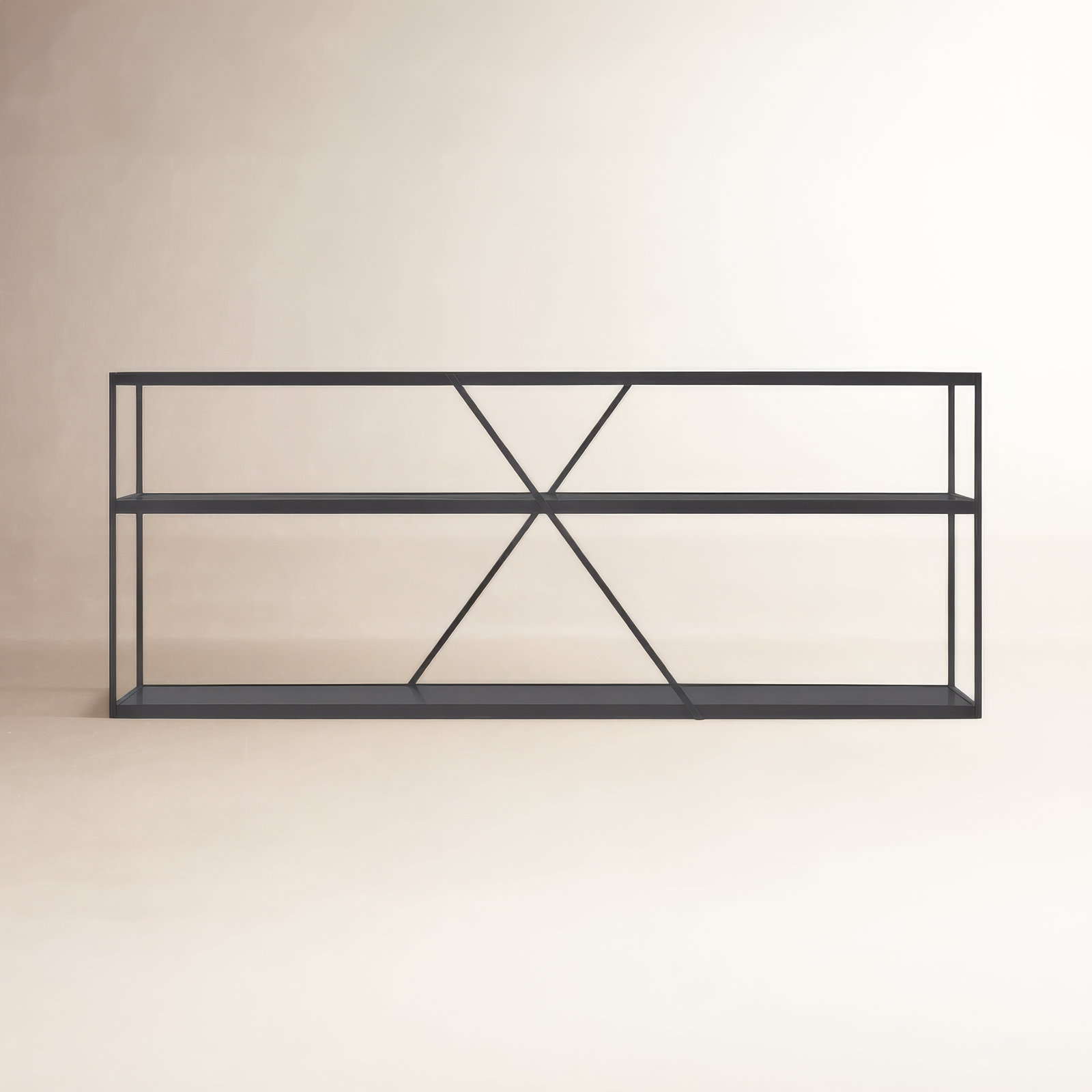 NeedWant Etagere Bookcase, Oblivion, (2 Shelves) 25" H x 63" W x 16" D