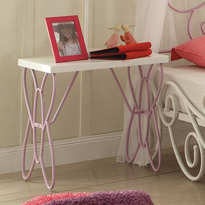 Table de chevet blanche et mauve avec accessoires en métal pour chambre à coucher Allure in Table