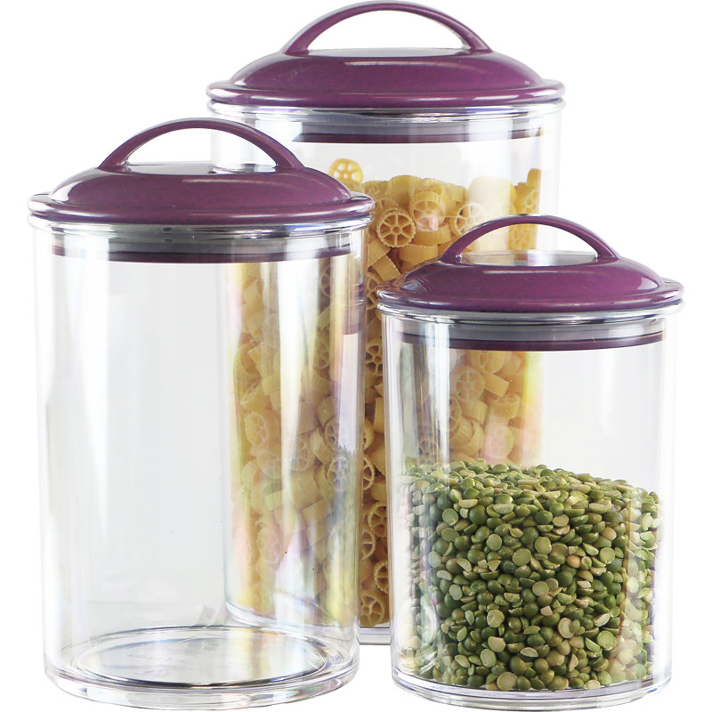 Ensemble de 3 contenants de rangement en acrylique Calypso Basics par Reston Lloyd, Prune