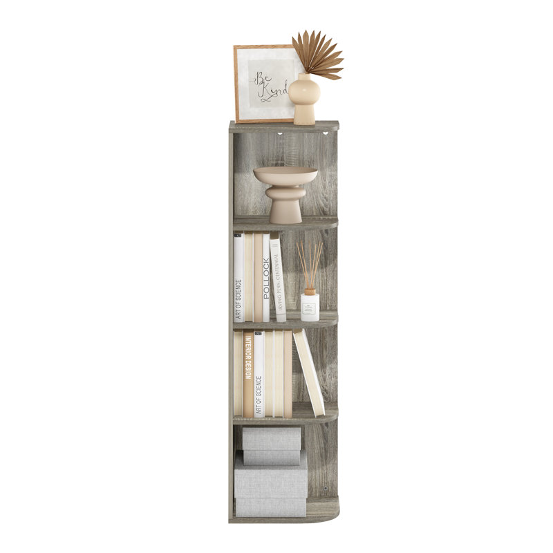 Cresta Corner Bookcase, (4 Shelves) 41.4" H x 12.01" W x 9.3" D, Light Brown