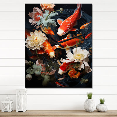 Asian Art Infinite Koi I - Asian Wall Clock Oversized
