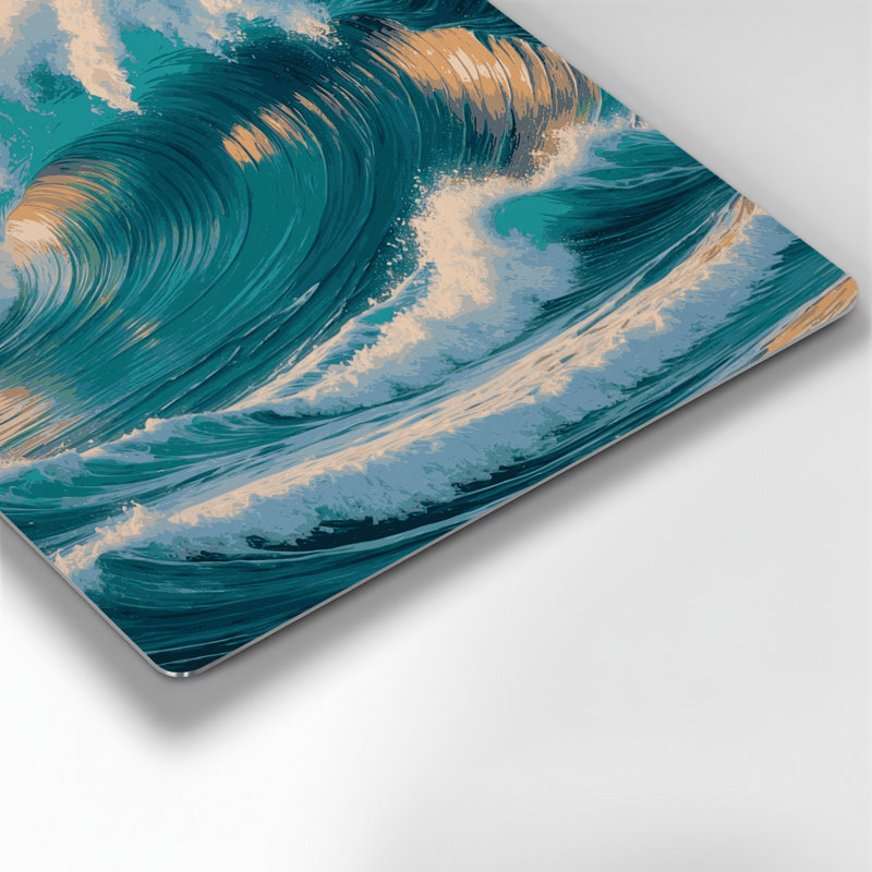 Hawaiian Breaking Waves, art mural en métal bleu, H 12 po x l 12 po