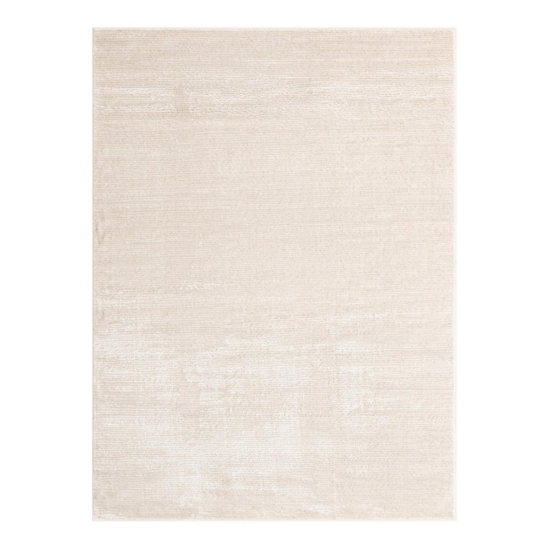 Mclellan Solid Color Machine Made Power Loom Area Rug in Ivory, Rectangle 5'1" x 7'1"