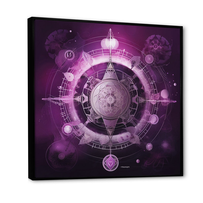 Mystique fuchia sacré Chakra portail I, H 36 po x l 36 po x P 1,5 po, Cadre flottant noir