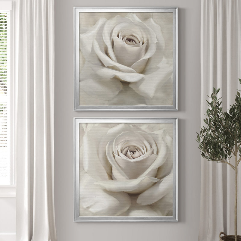 «Dreamy I», ensemble de 2 reproductions d'art encadrées, Toile encadrée, H 22,5 po x l 45 po x P 1,5 po, Argent argent