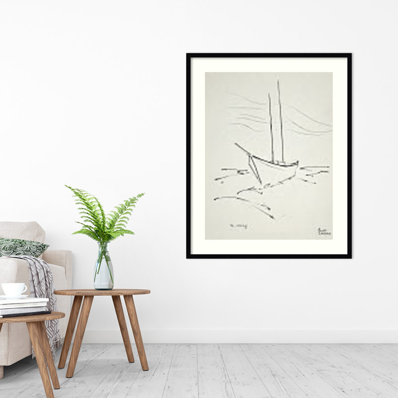 «Crossing the Gulf» (Bateau) - Cadre photo, impression sur papier, Papier avec cadre noir, H 27 po x l 23 po