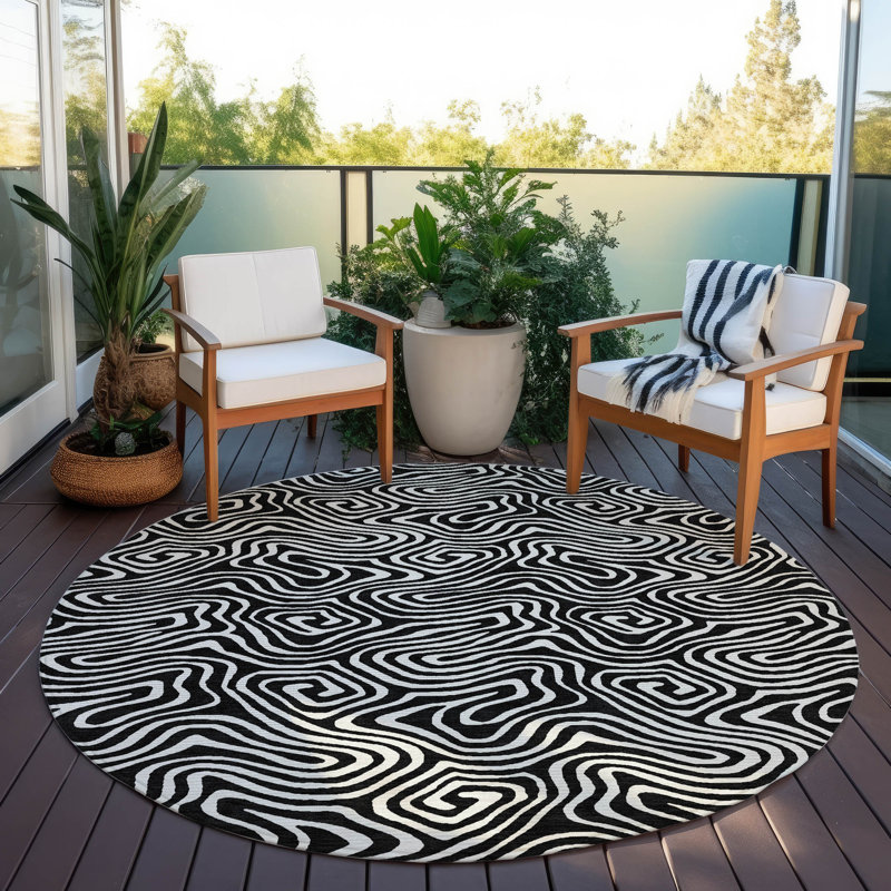  Machine Washable Indoor/Outdoor Chayden ACN1030 Rug, Round 8'