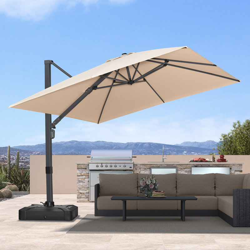 Parasol carré en porte-à-faux 10 pi x 10 pi Henrikas Arlmont & Co., Kaki