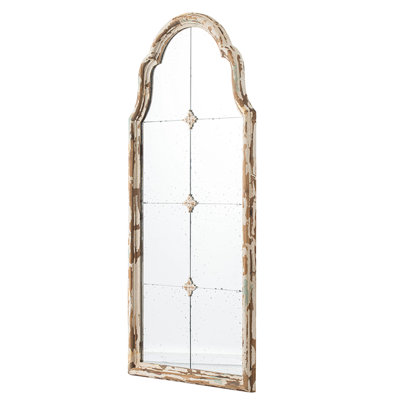 Large Cream & Gold Framed Mirror For Bathroom Decor With Pane-Like Design