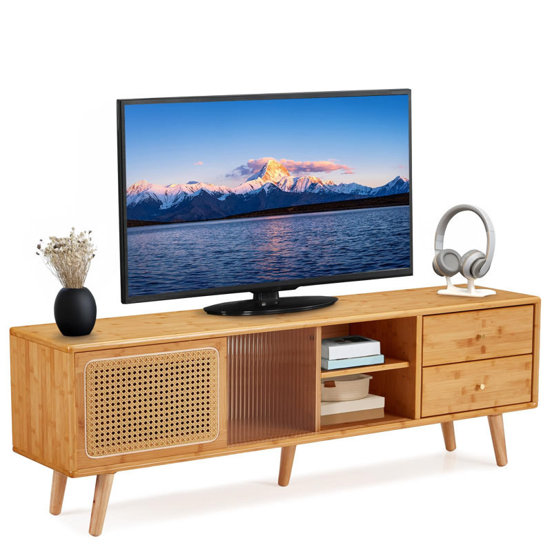 Meuble télé en rotin pour téléviseur de 65 po ou moins Boho
