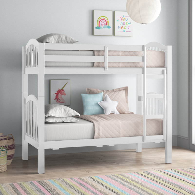 Frazer Contemporary Twin Over Twin Bunk Bed with Right Facing Front Ladder, White