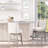 Counter Height Bar Stools Set of 2, 180 Degree Swivel Kitchen Island Stool, 27" Seat Height with Wood Footrests and Button Tufted Design, Beige-738749252-784863122