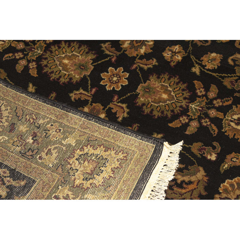 Tapis noir et doré de haute qualité noué à la main