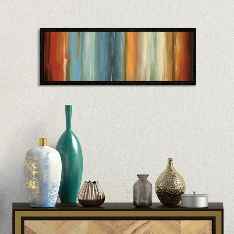 Flow II by Max Hansen - Panoramic Print on Canvas, 30.48 cm H x 91.44 cm W x 4.445 cm D, Black Floater Framed
