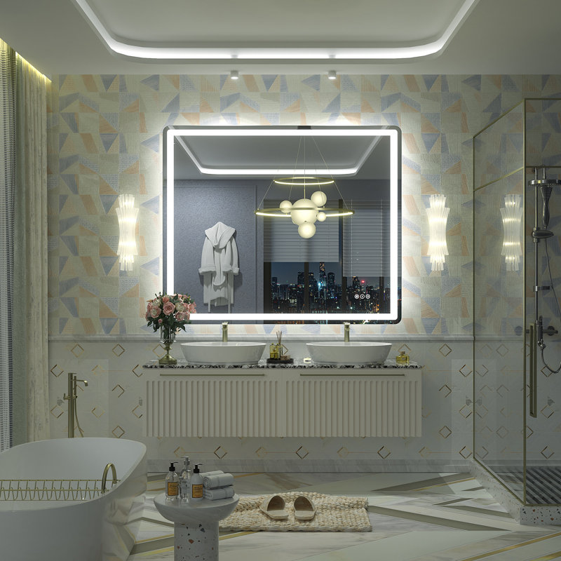 Aevar UL Certified Front & Back LED Anti-Fog Tempered Glass Bathroom/Vanity Mirror with 3-Year Warranty, 48" x 40"