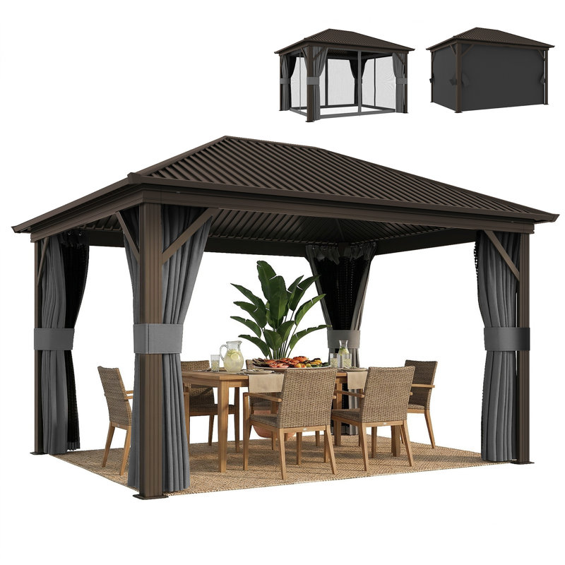 0.5 Ft. W x 0.5 Ft. D Aluminum Hardtop Gazebo, Dark Grey