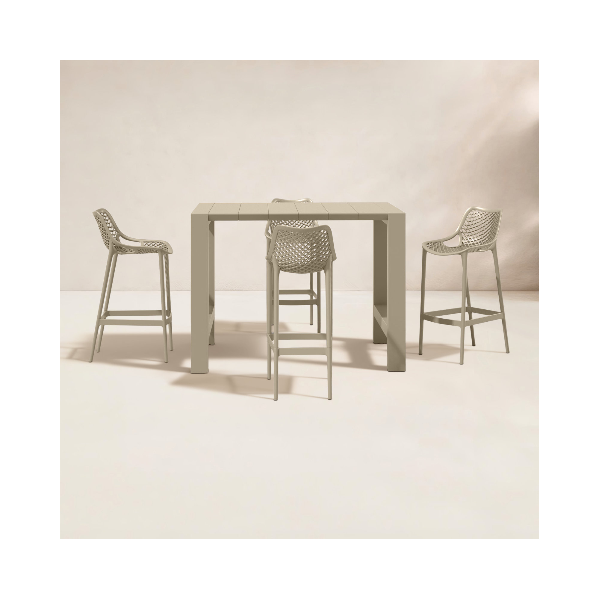 Farrah 55" W 4-Person Rectangular Extendable Plastic Patio Dining Set, Taupe