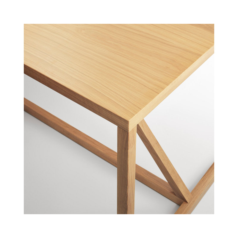 Strut Walnut Wood Dining Table, 28" W x 56" L, Standard (29" Height), Oak