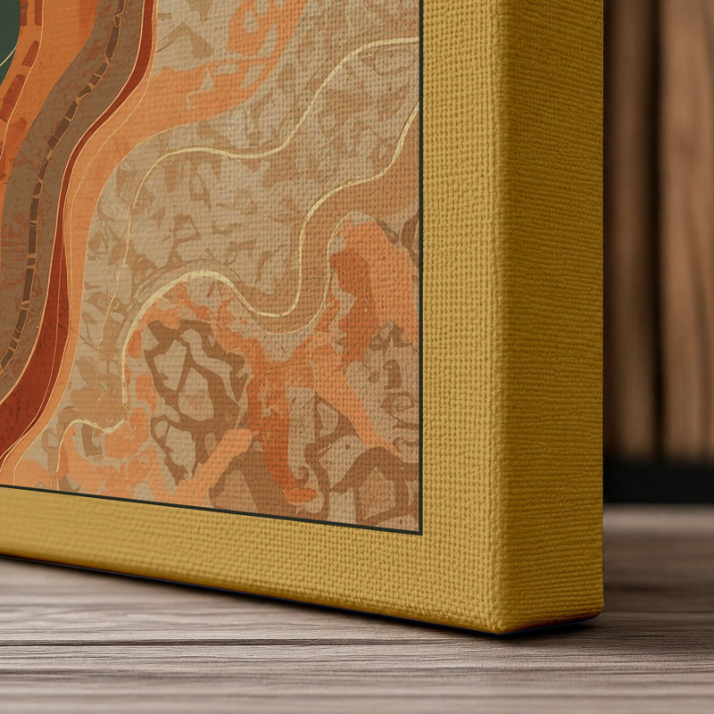 Flowing Earth Forms Abstract - Wrapped Canvas, 24x16 - 61.0 x 40.6 cm, Ochre Border