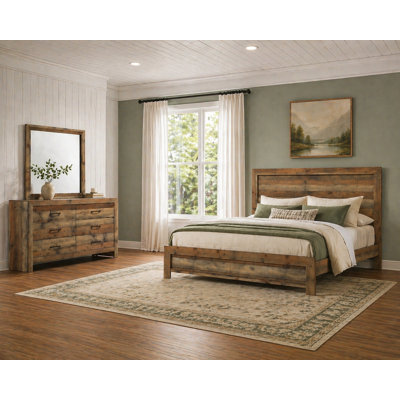 Modern Panel Bedroom Set in Natural Finish