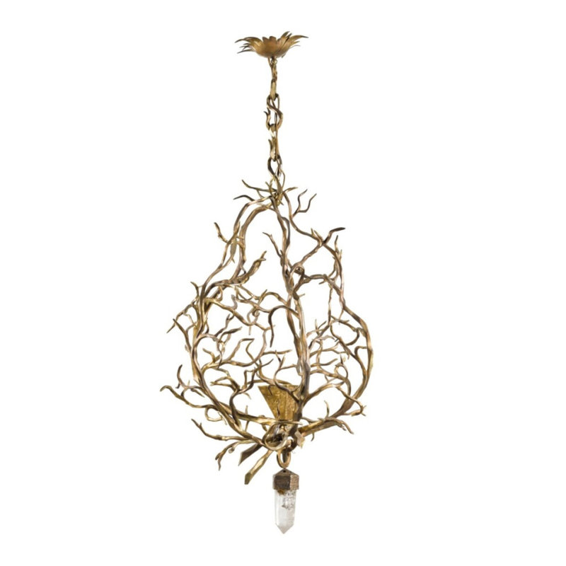 Lustre Forest Branch, Or antique, Améthyste, 26" Diameter x 52" Height