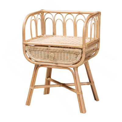 Modern Bohemian Natural Brown Rattan Nightstand