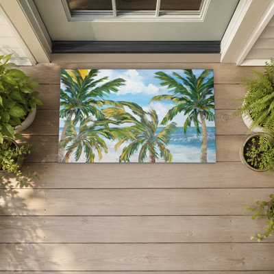 Tropical Trees Paradise Printed Outdoor Door Floor Mat, design by Julie DeRice
