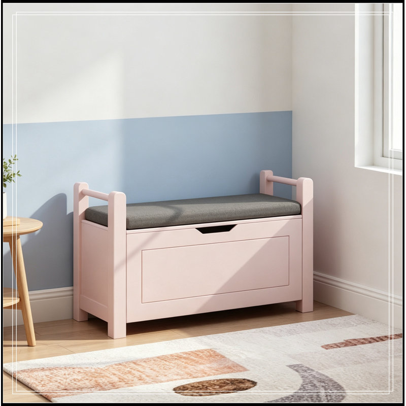 Banc avec rangement rabattable et siège souple, Pink
