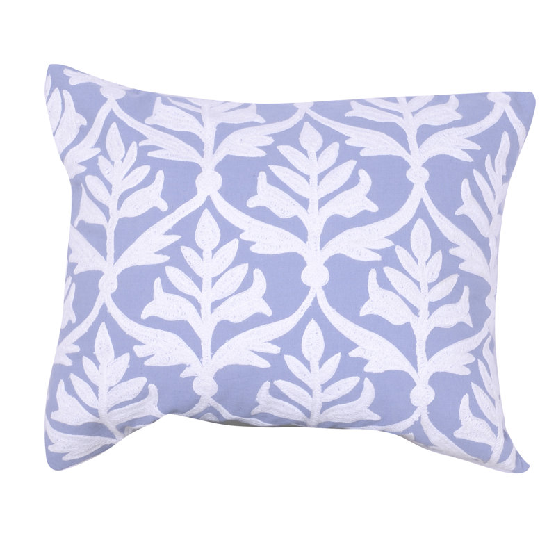 Embroidered Throw Pillow, Blue
