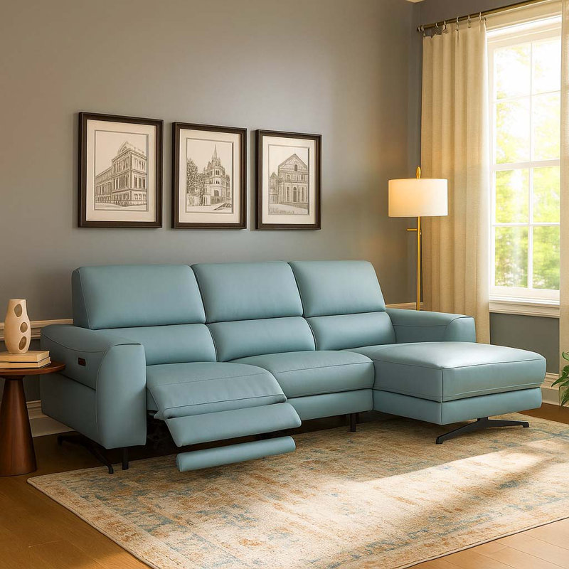 Canapé modulaire inclinable électrique en cuir Grain