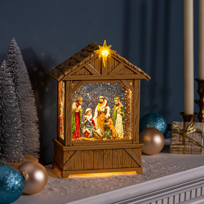 LED Nativity Scene Plastic Water Lantern Table Décor, 10.25in. H