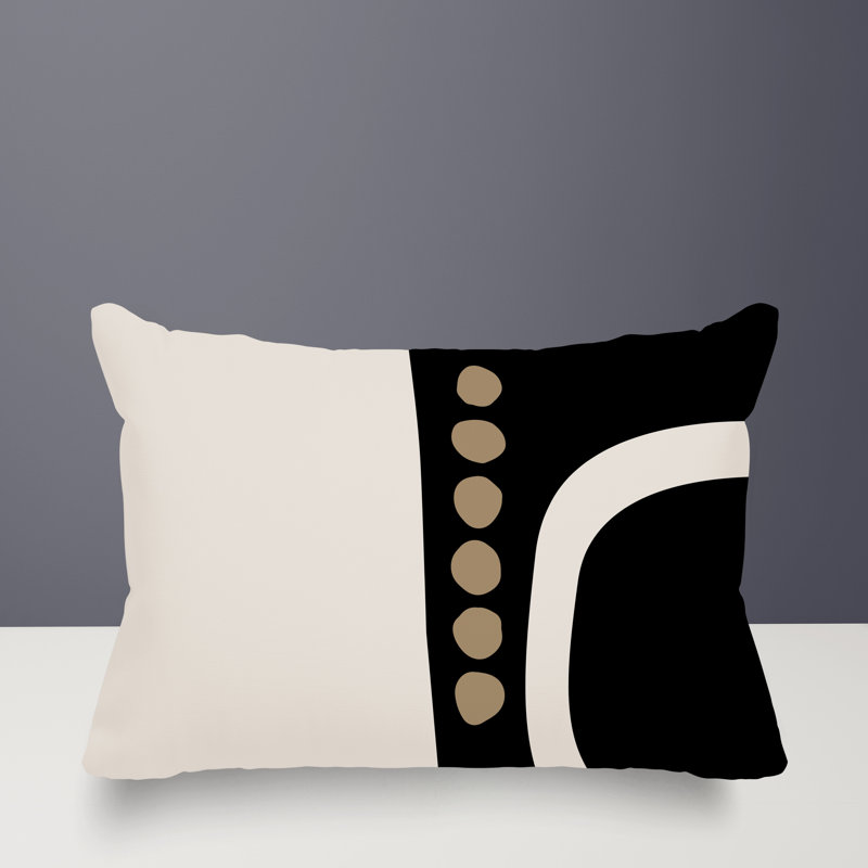 Coussin lombaire réversible intérieur / extérieur Sofi Minimalist, H 14 po x l 20 po, Noir, noir, noir, noir