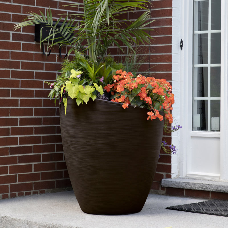 Marazzi Double Walled Tapered Pot Planter, Espresso, 34" H x 30" W x 30" D