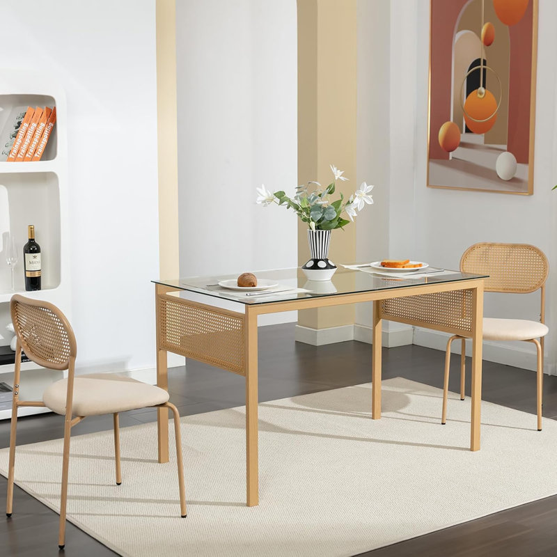 Metal Side Chair, Beige, Brown