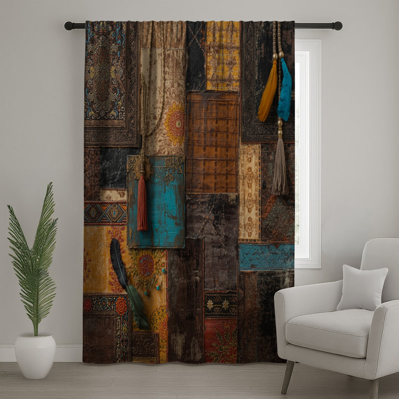 Rideaux Bohème Patchwork, Blocage, 50 po x 80 po - 1 panneau