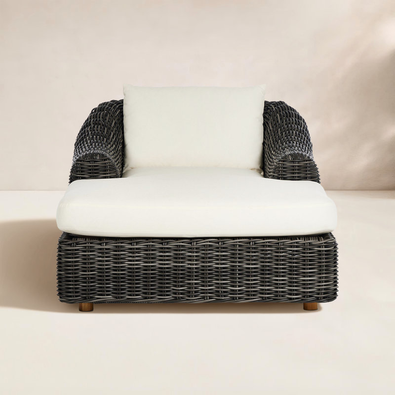 Messina Outdoor Teak Chaise Lounge, Chunky Charcoal