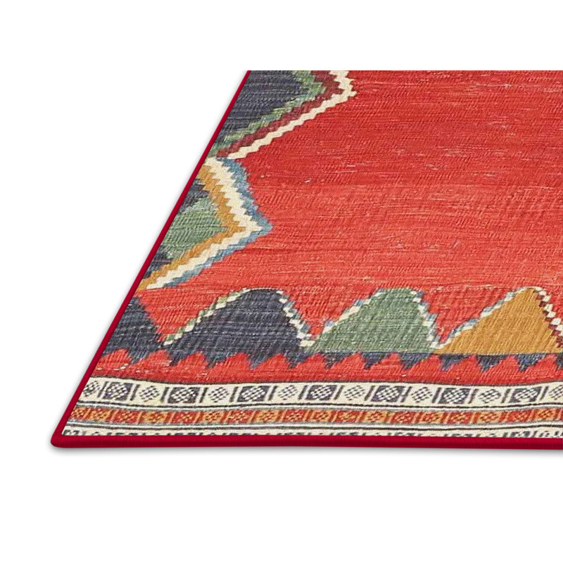 Tapis de zone rouge/gris contemporaine, Rectangle 8 pi x 12 pi