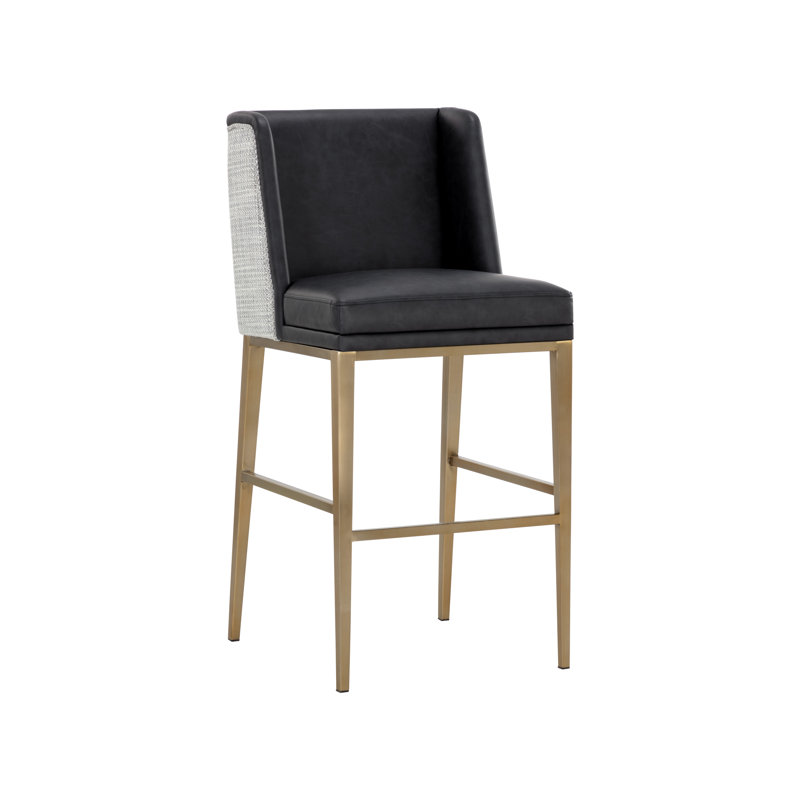 Alexandro Upholstered Stool with Metal Frame, Bar Stool (30" Seat Height)