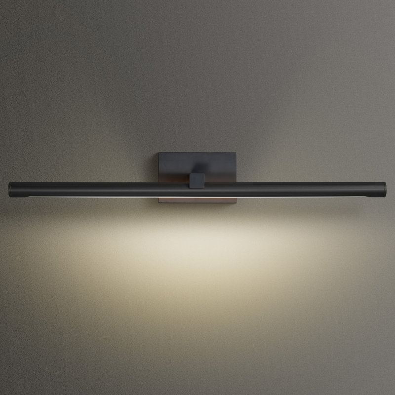 Luminaire de meuble-lavabo mural 24 po moderne en laiton, Noir, H 4 po x l 24 po x P 7 po