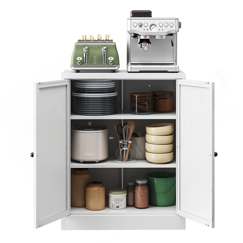34.6" Metal Pantry Cabinet With Adjustable Shelves - Freestanding Kitchen Storage Organizer With Easy-Grip Handles