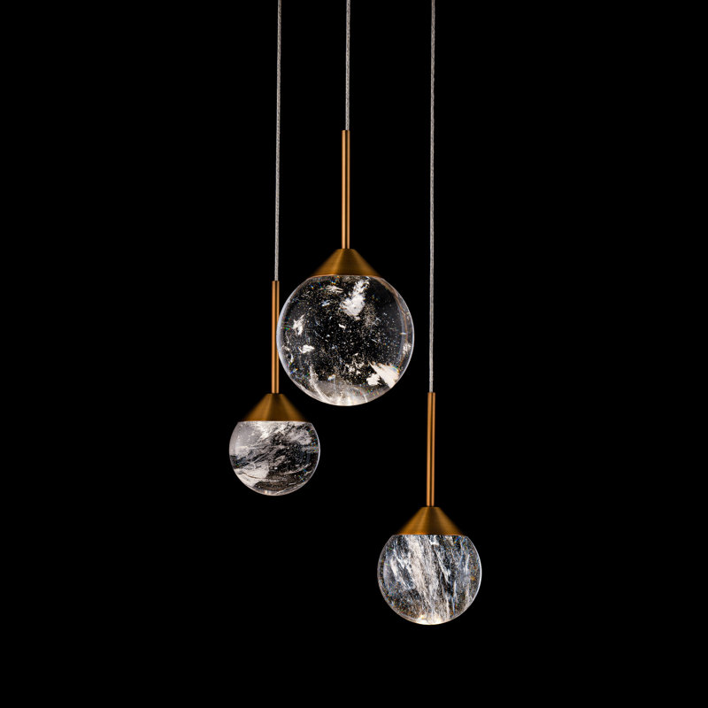 Quest 3 - Light LED Pendant, Aged Brass